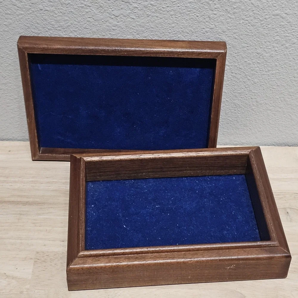 Vintage Carved Stone Slab BYU Cougars Lined Wood Trinket Box, Catch All Jewelry